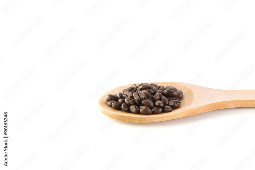 Fresh beans , wooden spoon on white background. Fresh beans , wooden spoon on white background.