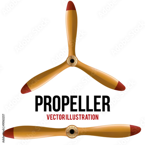Set of Airplane classic wood propeller. Vector.