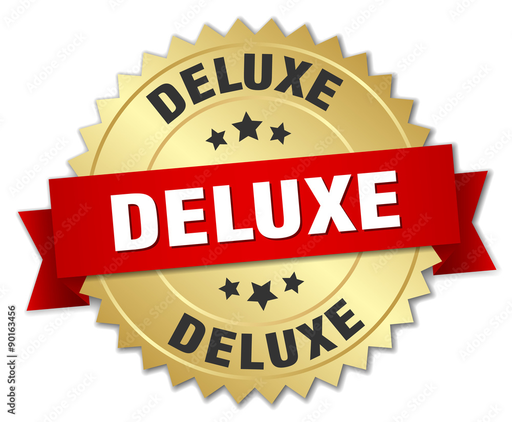deluxe 3d gold badge with red ribbon deluxe 3d gold badge with red ribbon