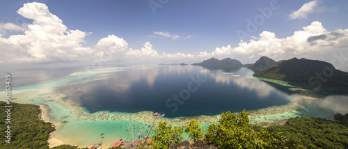 Aerial view of tropical island of Bohey Dulang near Siapdan Island, Sabah Borneo, Malaysia. photo