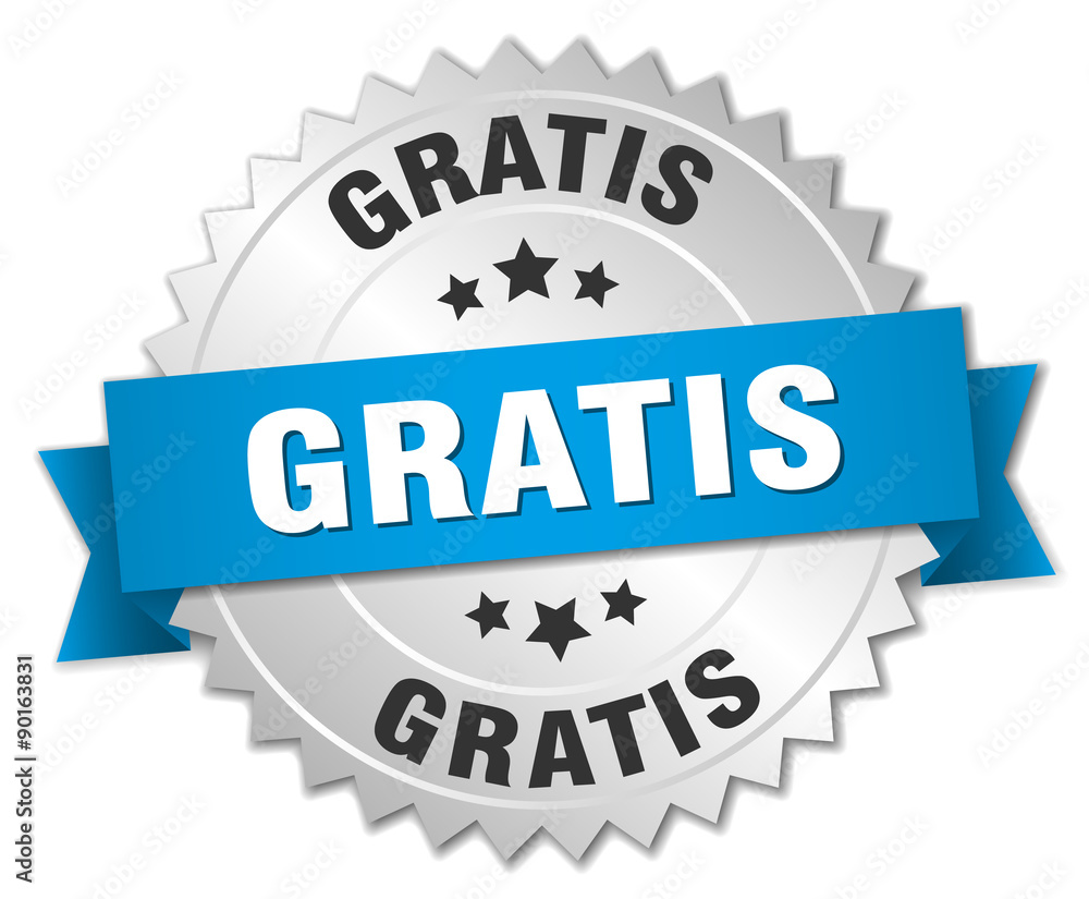 gratis 3d silver badge with blue ribbon gratis 3d silver badge with blue ribbon