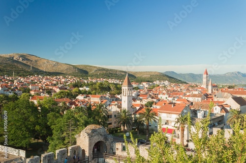 Trogir - historic town in Croatia (Dalmatia). Aerial view on ancient Trogir. Summer vacation concept photo