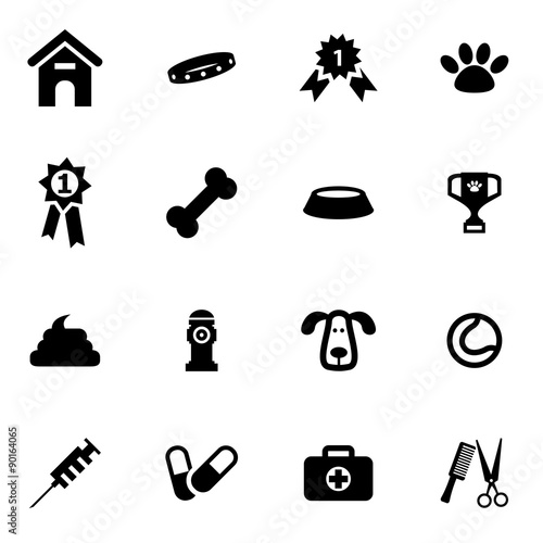 Vector black dog  icon set