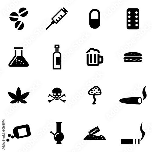 Vector black drugs  icon set