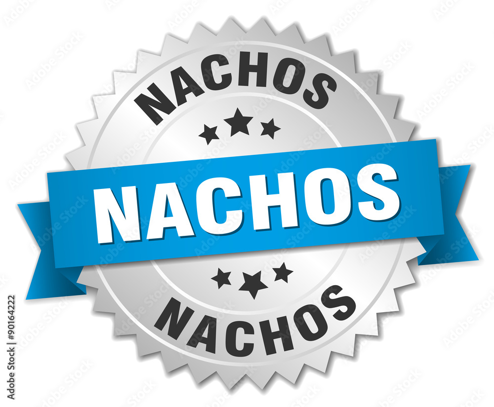 nachos 3d silver badge with blue ribbon nachos 3d silver badge with blue ribbon