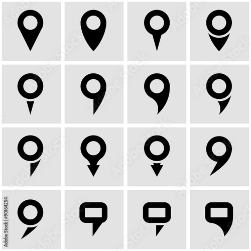 Vector black map pointer icon set