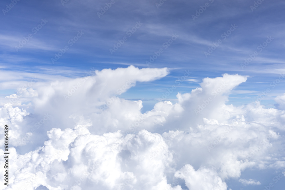 Skyline View above the Clouds from air plane.