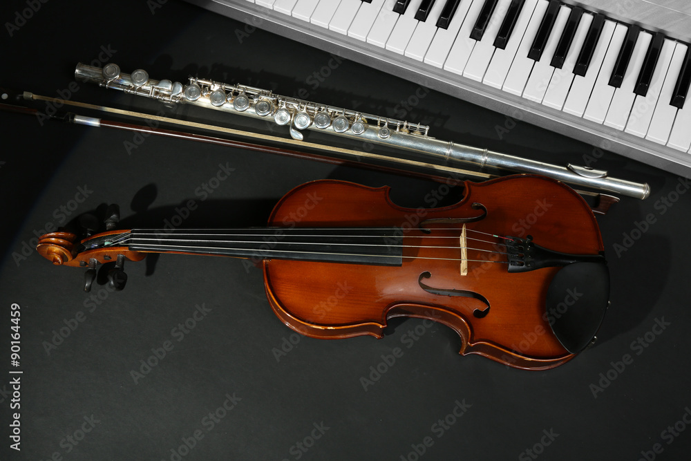 Fototapeta premium Musical instruments on dark background