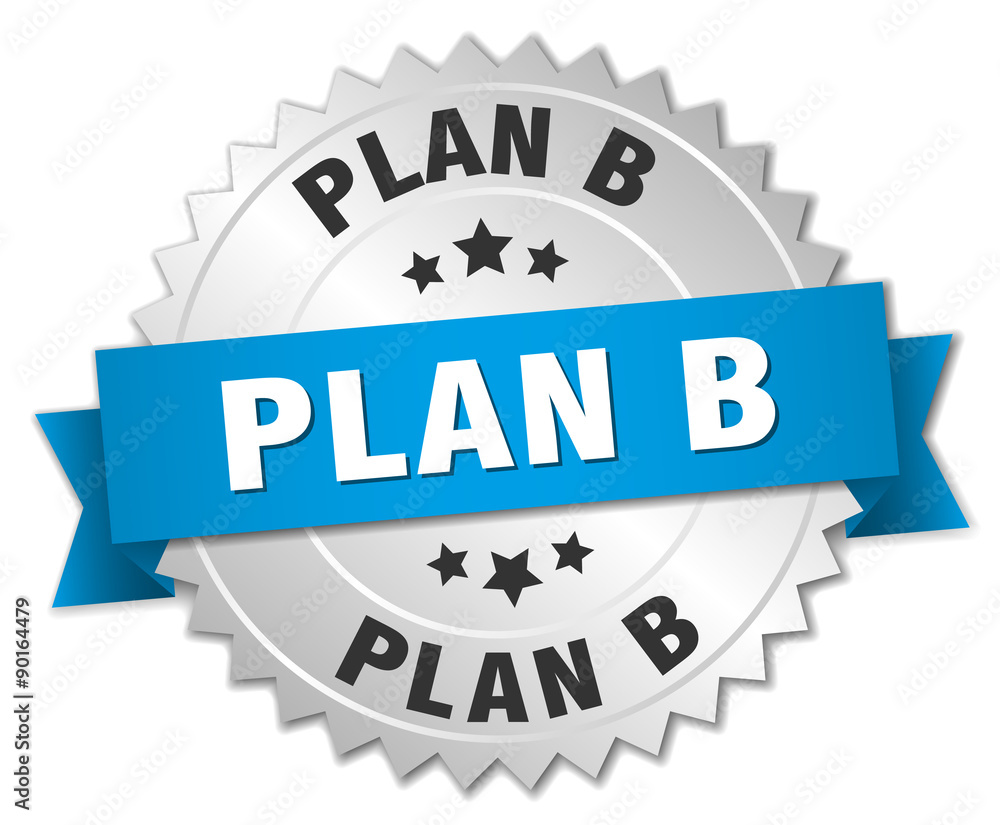 plan b 3d silver badge with blue ribbon plan b 3d silver badge with blue ribbon