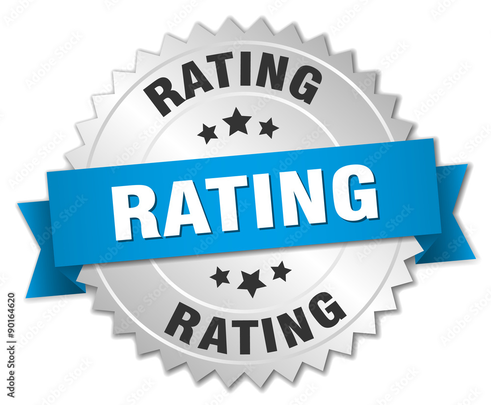 rating 3d silver badge with blue ribbon rating 3d silver badge with blue ribbon