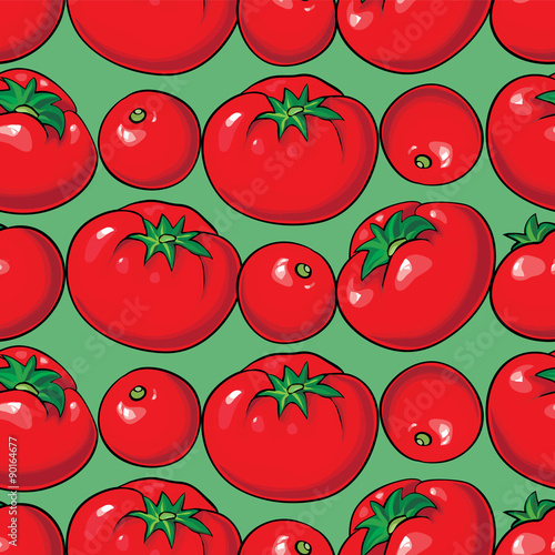 Vector seamless pattern with tomatoes