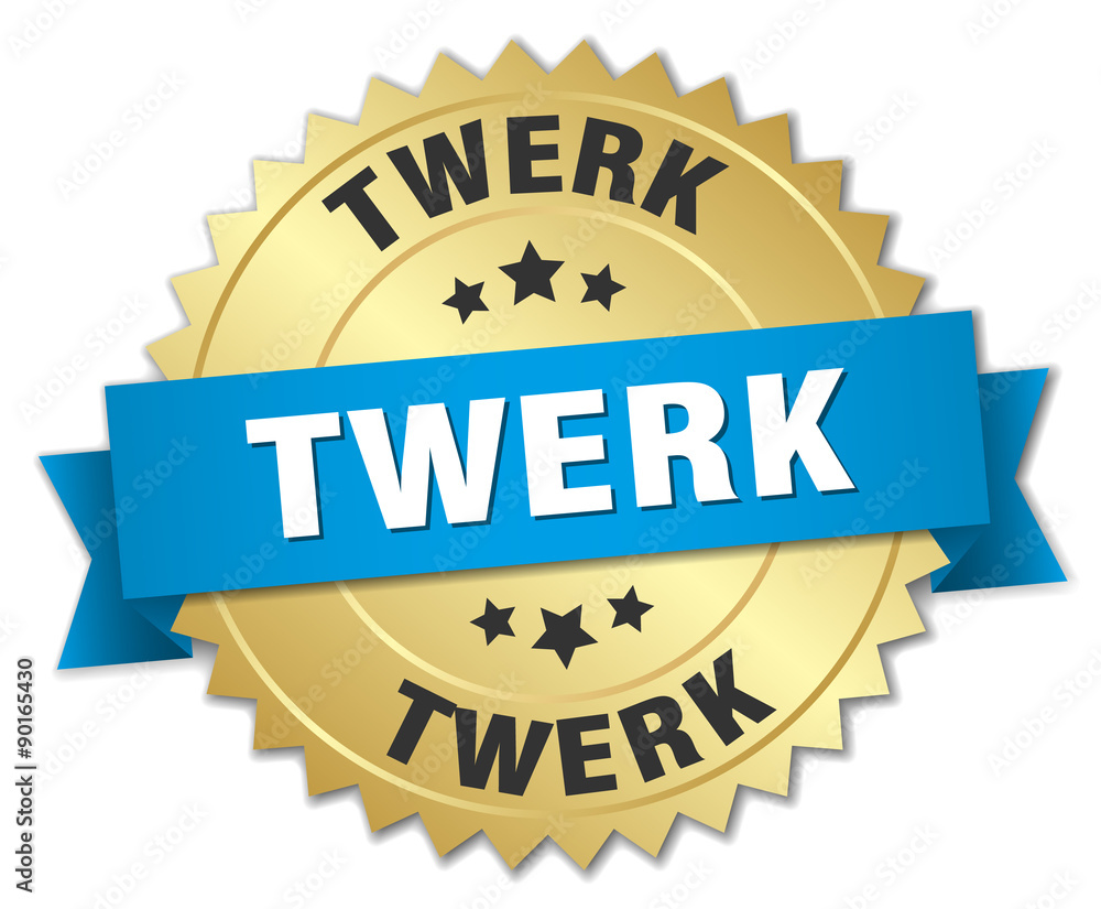 twerk 3d gold badge with blue ribbon twerk 3d gold badge with blue ribbon