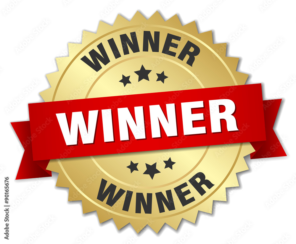 winner 3d gold badge with red ribbon winner 3d gold badge with red ribbon