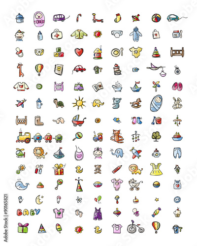 Set of 126 baby icons for your design