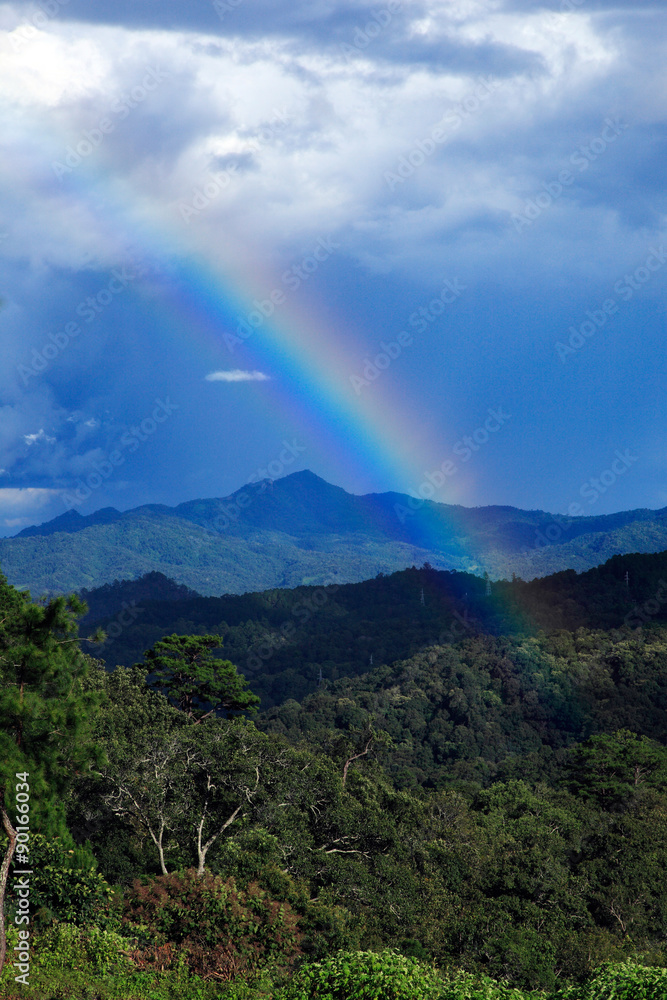 Real rainbow at Huai Nam Dang National Park, Chiang Mai, Thailan
