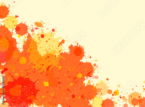 Orange watercolor paint splashes frame