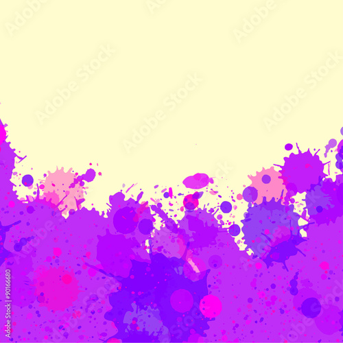 Purple watercolor paint splashes frame