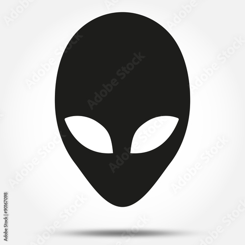 Silhouette symbol of Alien head creature from another world. Vector.
