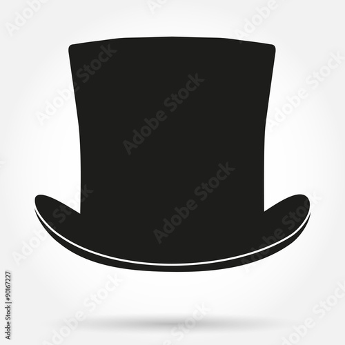 Silhouette symbol of black gentleman hat cylinder vector background