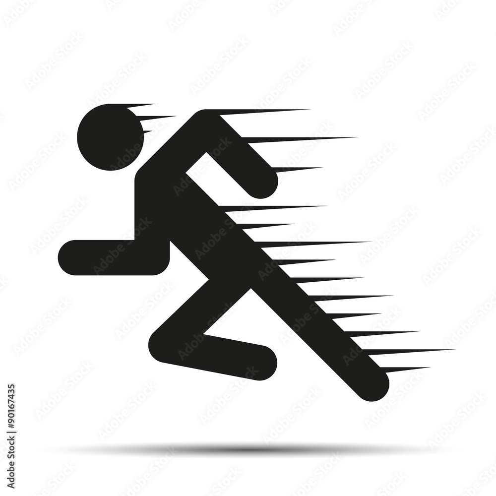 Running people in motion. Simple symbol of run isolated on a white background. Running people in motion. Simple symbol of run isolated on a white background.