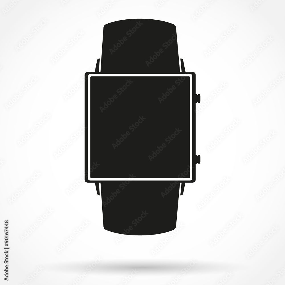 Silhouette symbol of Original design example smartwatch. Silhouette symbol of Original design example smartwatch.