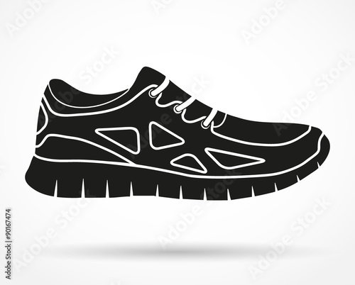 Silhouette symbol of Shoes running and fitness sneakers. Vector illustration.