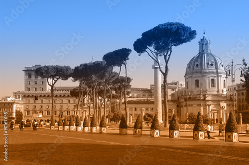Two-color postcard with view of Rome photo