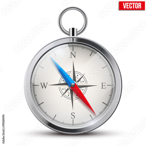 Glossy Bright Vintage Compass. Vector Illustration.