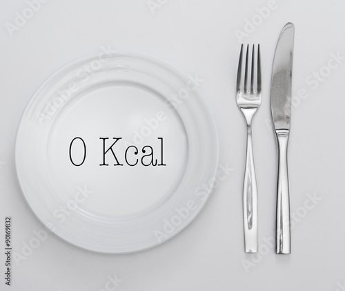 Empty plate with text 0 Kcal