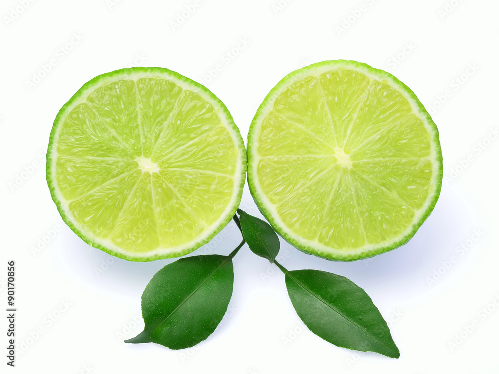 slice of fresh lime olated on white background