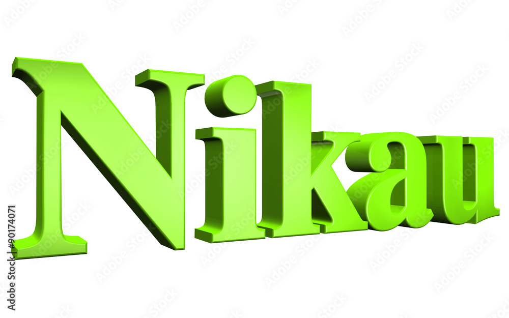 3D Nikau text on white background 3D Nikau text on white background