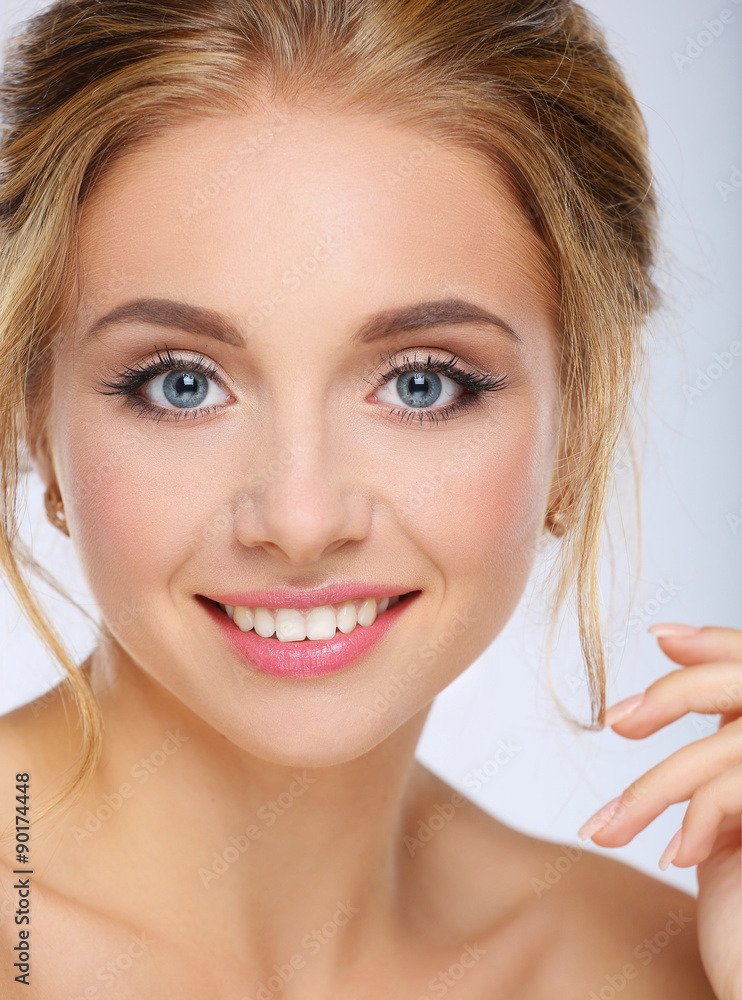 Portrait of beautiful woman on white background Portrait of beautiful woman on white background