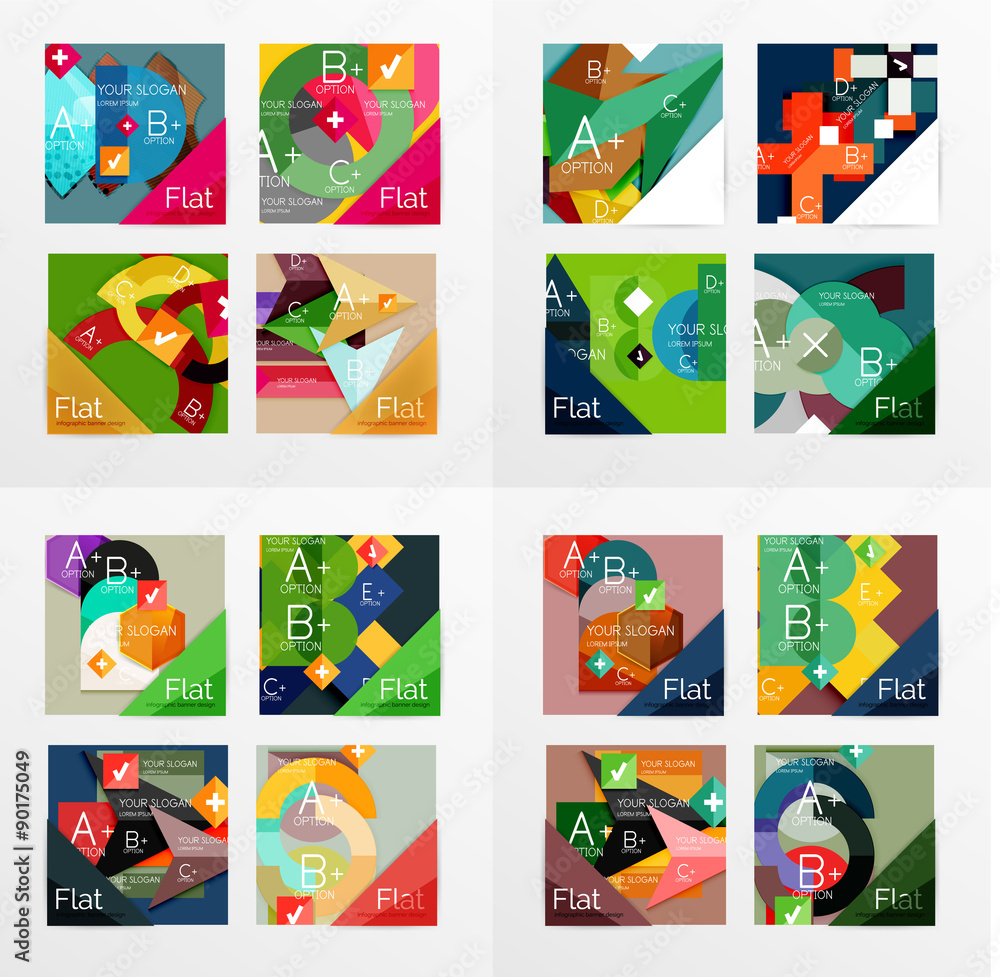 Flat design geometric info banners, web boxes Flat design geometric info banners, web boxes