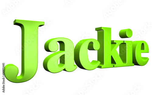 3D Jackie text on white background