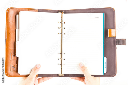 diary brown leather grip by hand.