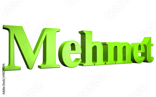 3D Mehmet text on white background