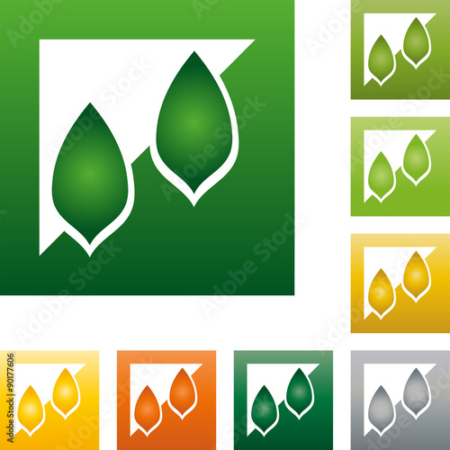 Zwei Blätter, Logo, Pflanze, Garten