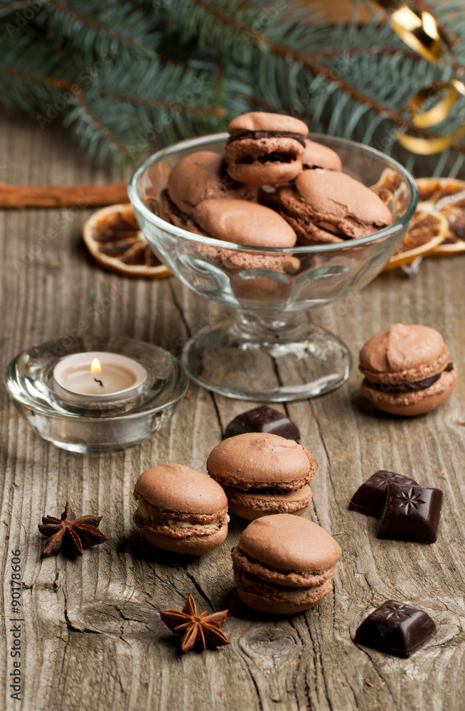 Chocolate macarons Chocolate macarons