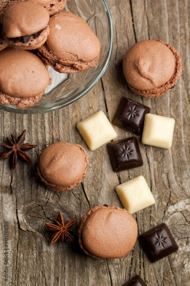 Chocolate macarons Chocolate macarons