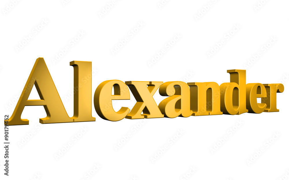 3D Alexander text on white background
