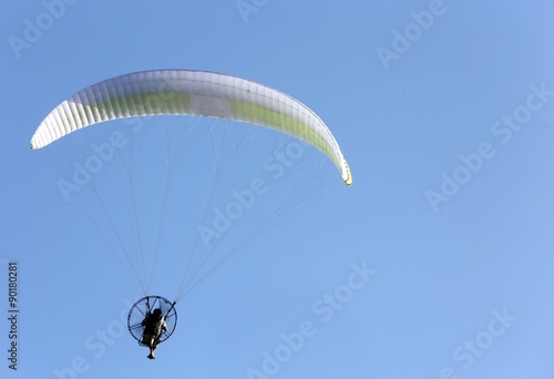 Daredevil pilot with the motor glider flies fast