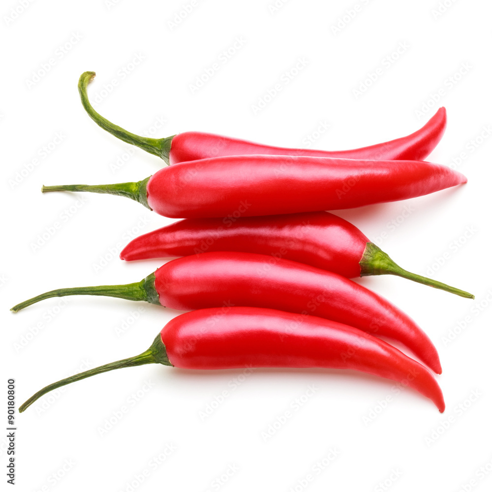 red chili or chilli cayenne pepper isolated on white  background