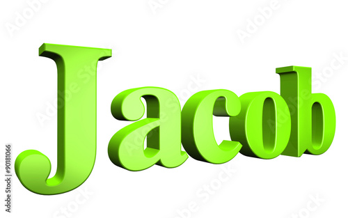 3D Jacop text on white background photo