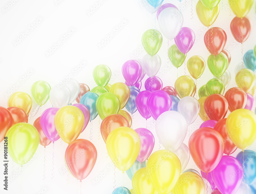 Multi color party balloons background 