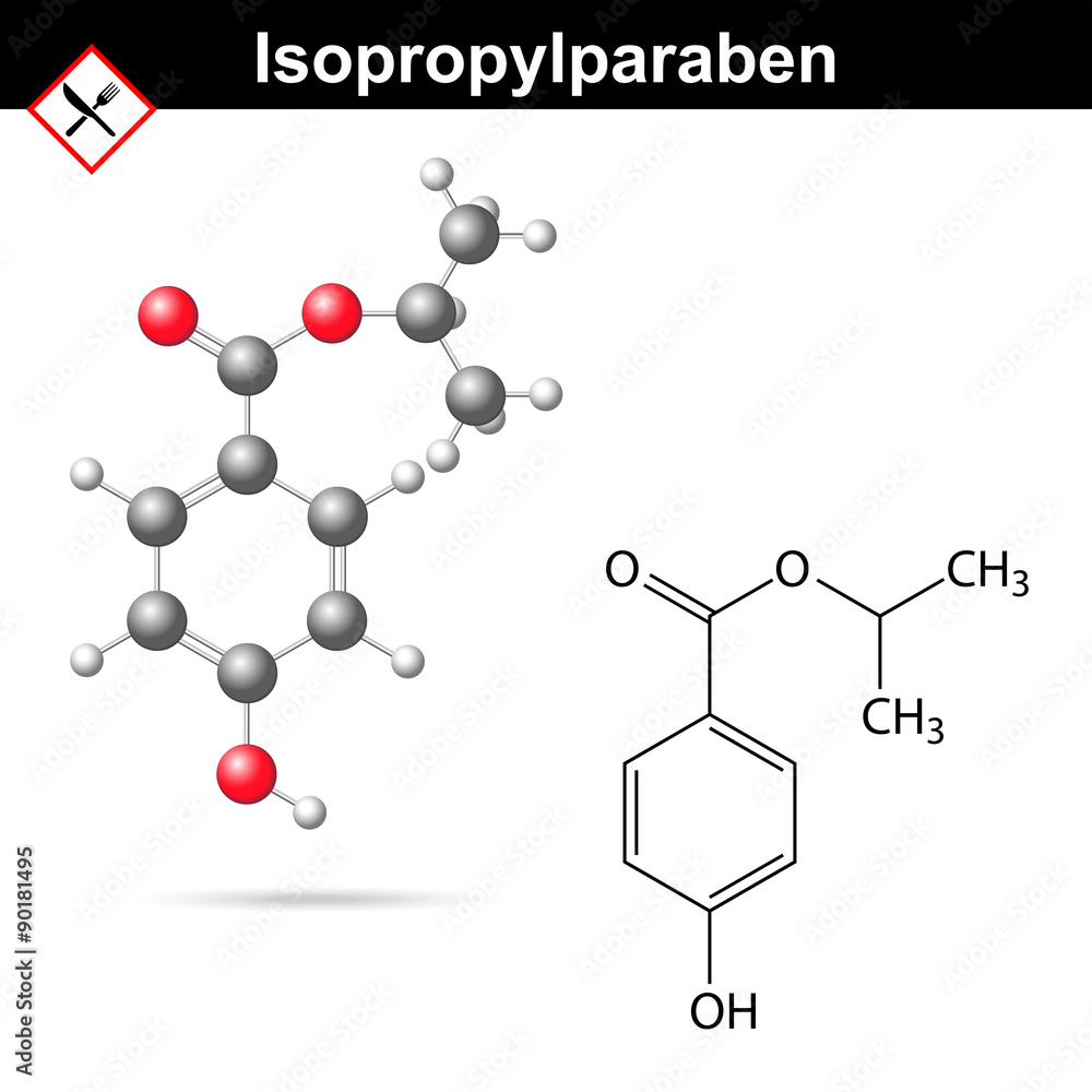 Isopripylparaben chemical formula and model Isopripylparaben chemical formula and model