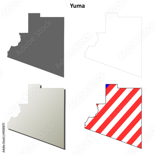 Yuma County (Arizona) outline map set photo