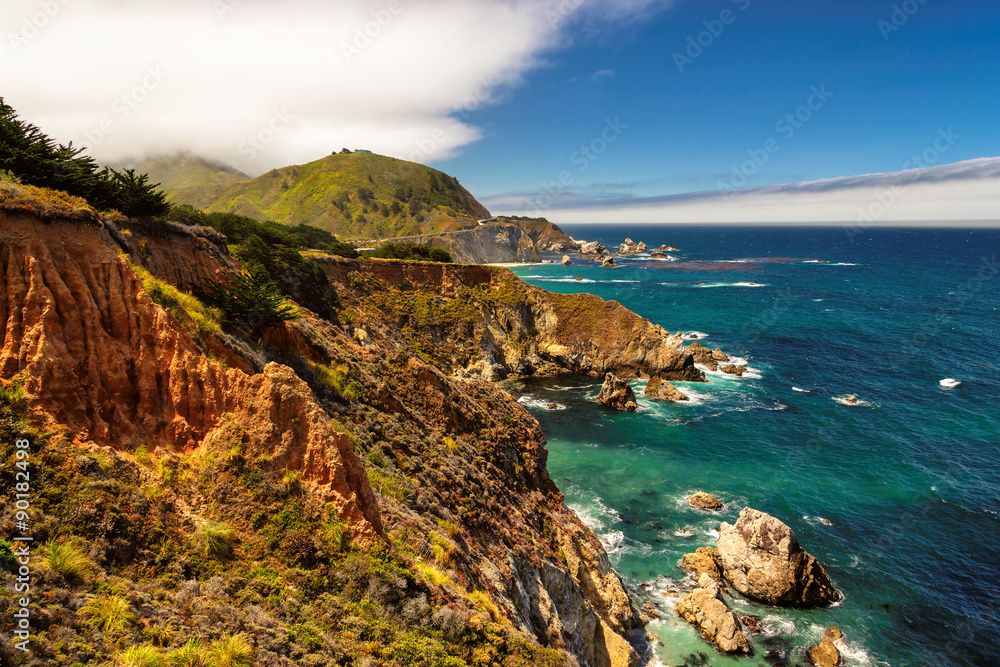 Beautiful View of the California landscape. Pacific Ocean coast, California, USA	