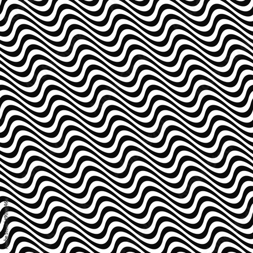 Black white seamless 3D wave pattern