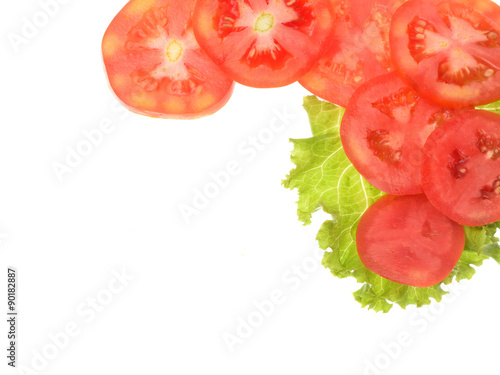 Tomato sliced isolated on white background