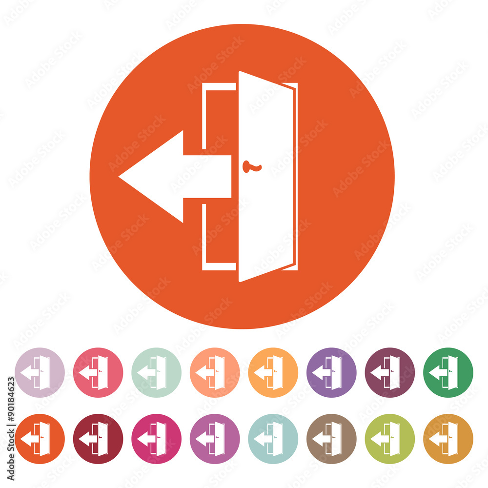The exit icon. Logout and output, outlet, out symbol. Flat The exit icon. Logout and output, outlet, out symbol. Flat
